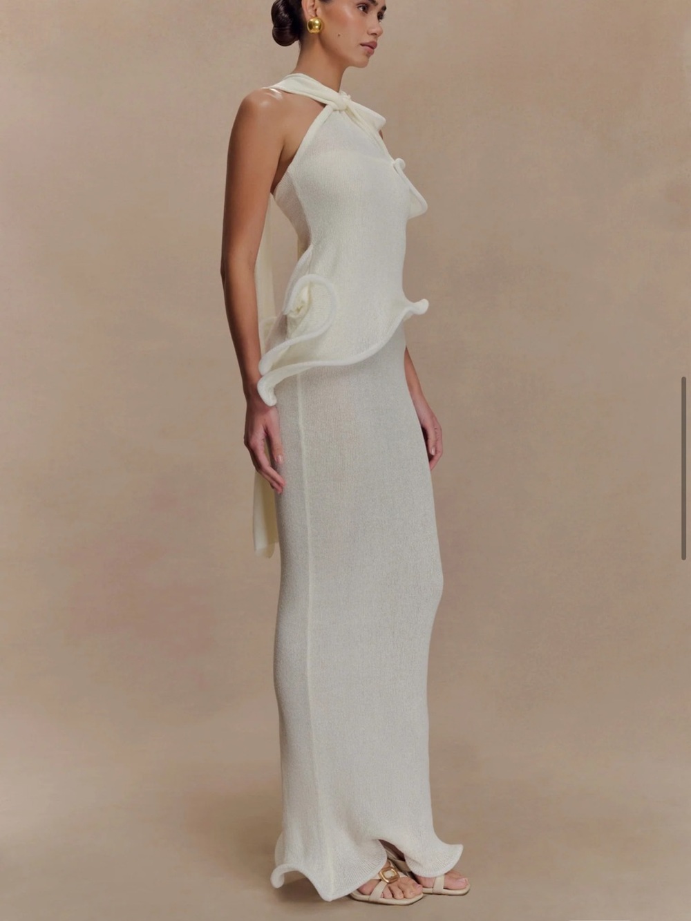 Meshki Cream Sculpted Halter Maxi Dress - Picture 5 of 6